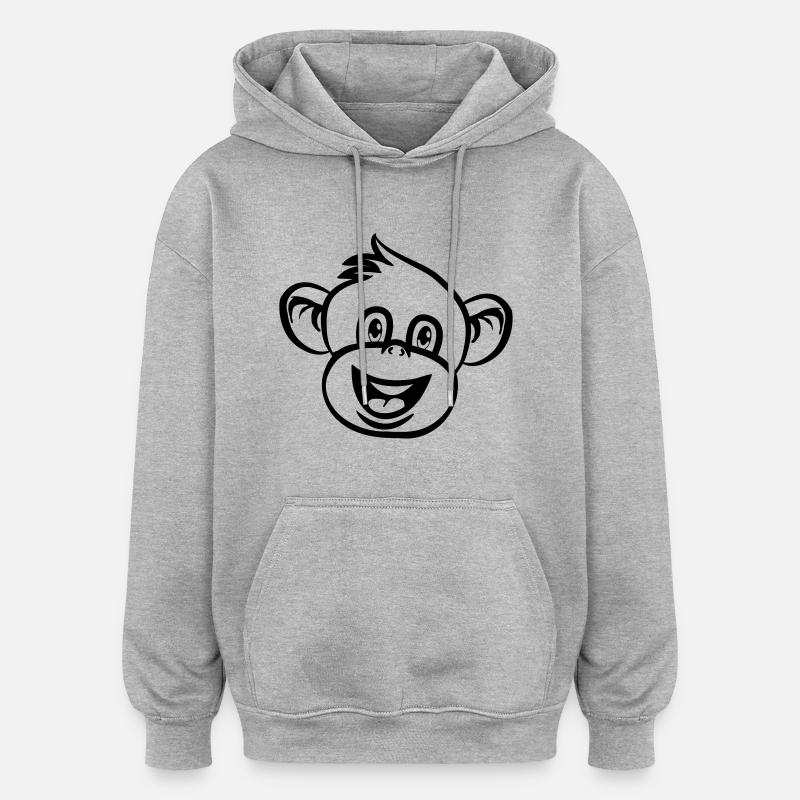 Amour drôle de singe - Sweat à capuche oversize unisexe - gris chiné