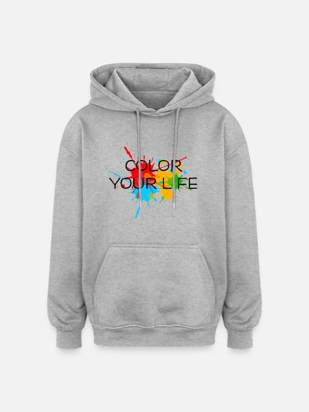 Ink, Paint, Color your life, Splashes, Splatter, - Oversized Unisex Hoodie - heather grey