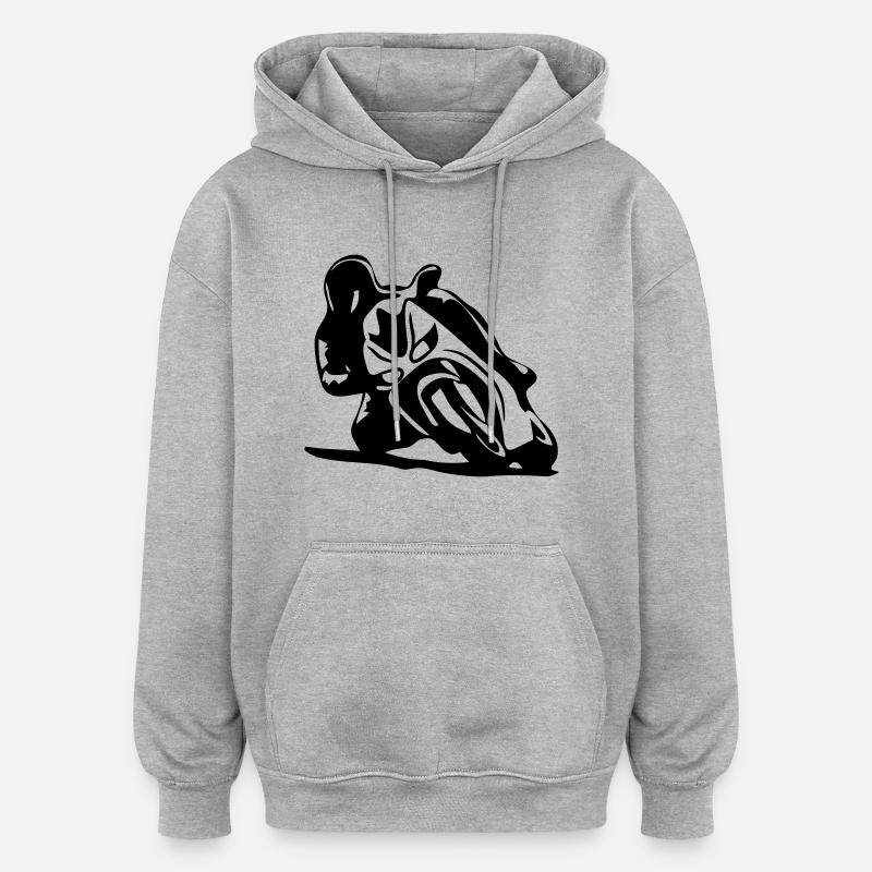 Moto sport - Sweat à capuche oversize unisexe - gris chiné