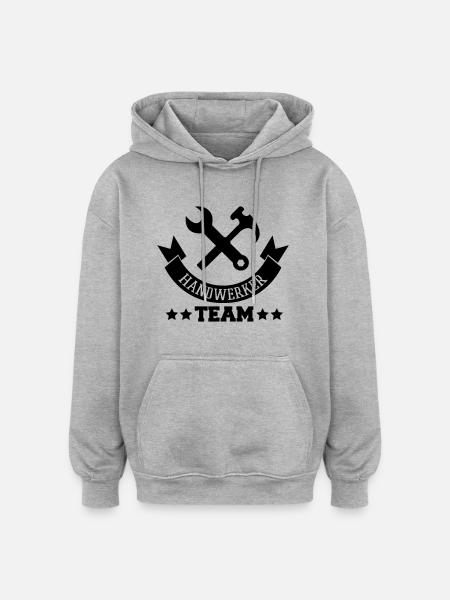 handwerker_team - Sweat à capuche oversize unisexe - gris chiné