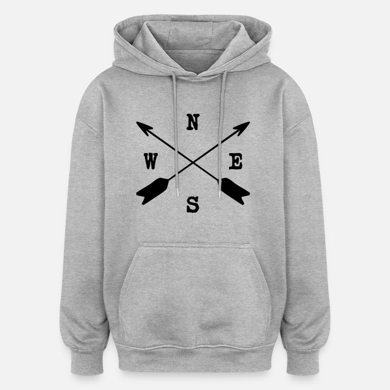 flèches - Sweat à capuche oversize unisexe - gris chiné