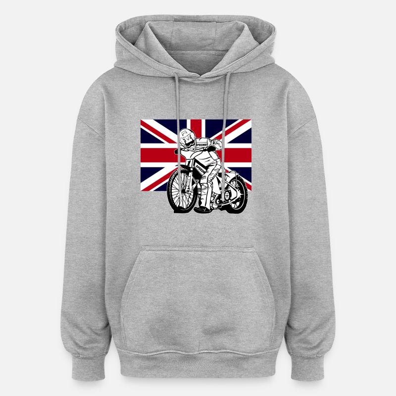 Speedway - Union Jack - Sweat à capuche oversize unisexe - gris chiné