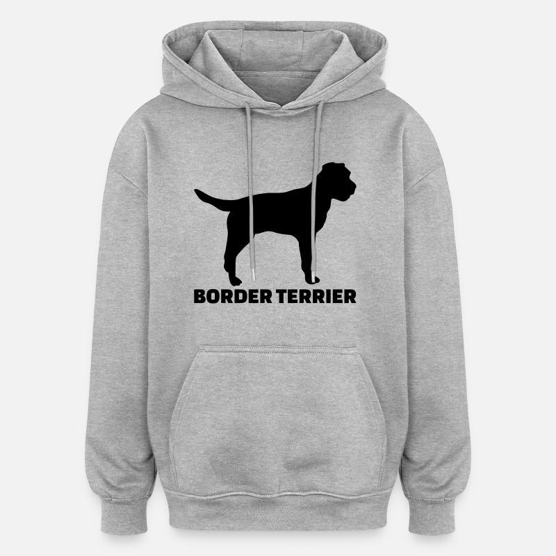 Border Terrier - Sweat à capuche oversize unisexe - gris chiné