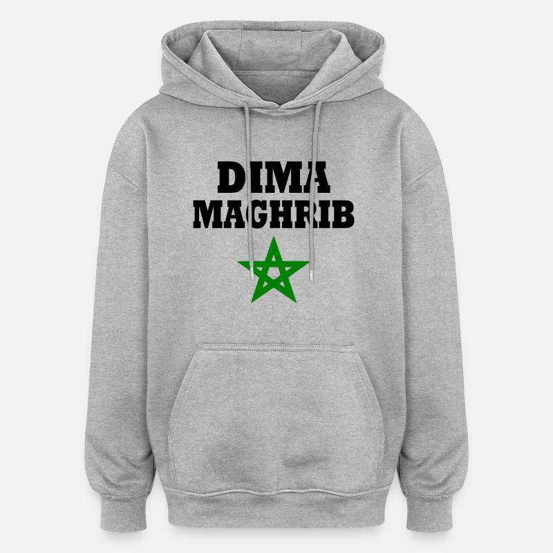 Dima maghreb - Sweat à capuche oversize unisexe - gris chiné