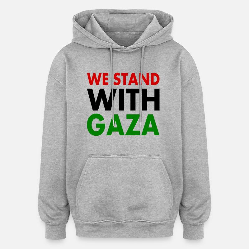 We stand with palestine - Sweat à capuche oversize unisexe - gris chiné