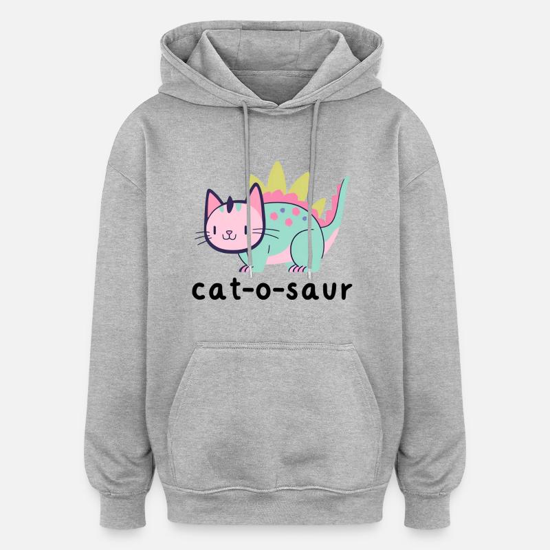 Chat-O-Saur - Sweat à capuche oversize unisexe - gris chiné