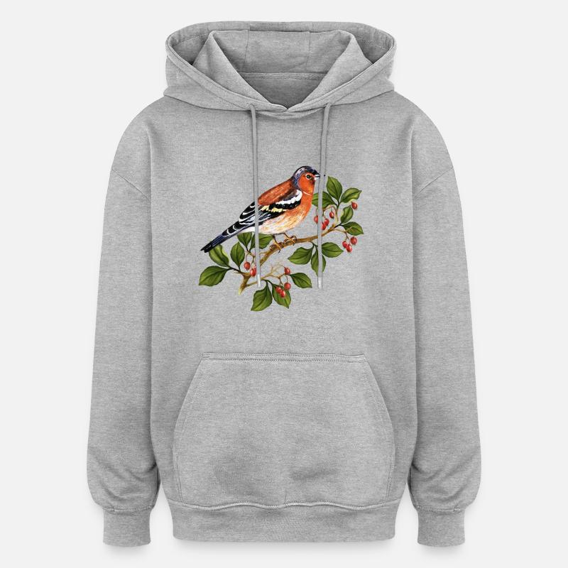Bunter Vogel - Oversized Unisex Hoodie - Grau meliert