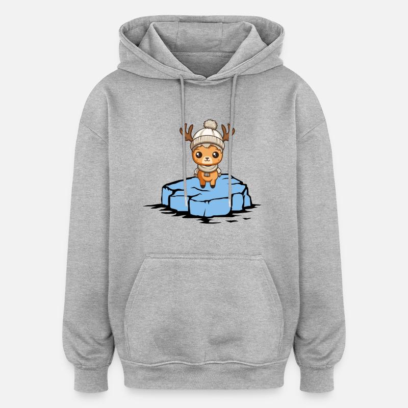 Reh Eisscholle - Oversized Unisex Hoodie - Grau meliert