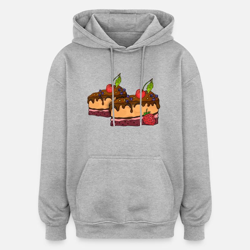 Gâteau - Sweat à capuche oversize unisexe - gris chiné