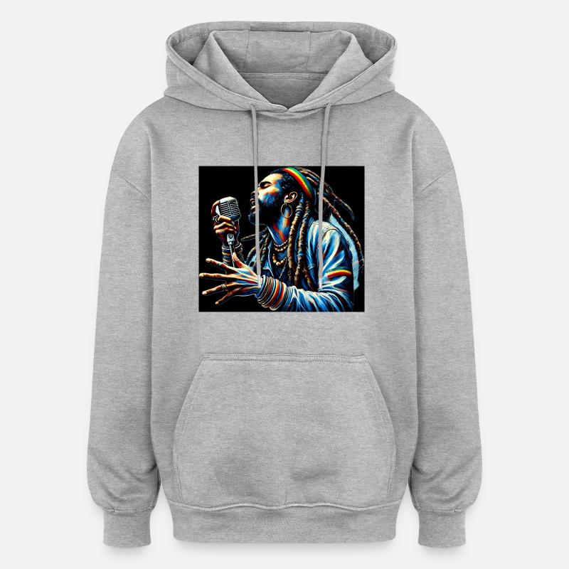 Vibrations des dreadlocks - Sweat à capuche oversize unisexe - gris chiné