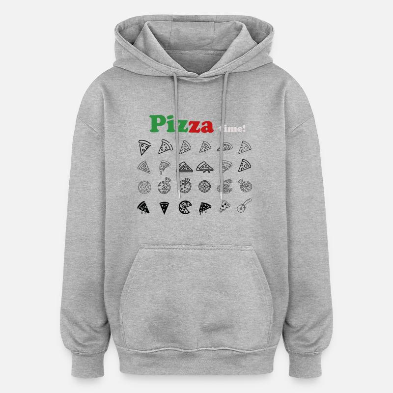 C’est l’heure de la pizza ! - Sweat à capuche oversize unisexe - gris chiné