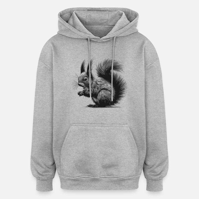 Écureuil - Sweat à capuche oversize unisexe - gris chiné