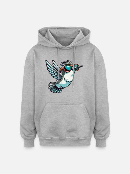 Hummingbird Sunglasses - Oversized Unisex Hoodie - heather grey