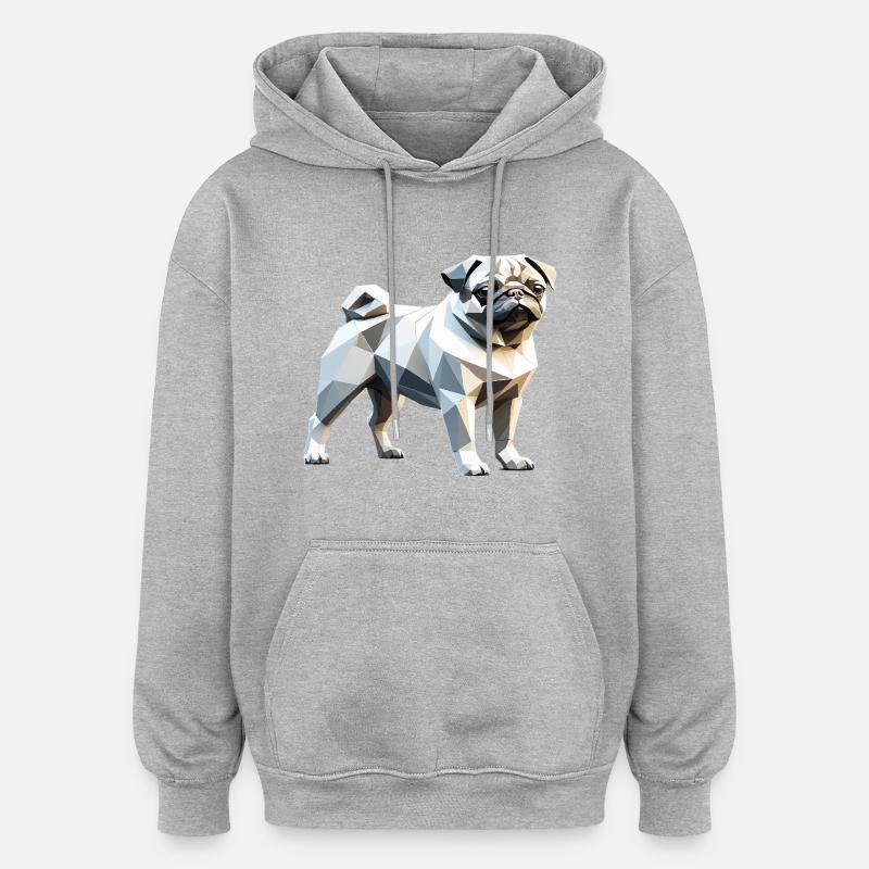 Carlin - Pet Design - Sweat à capuche oversize unisexe - gris chiné