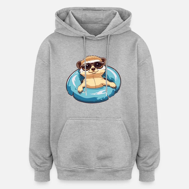 Suricate Bande Dessinée Cool - Sweat à capuche oversize unisexe - gris chiné