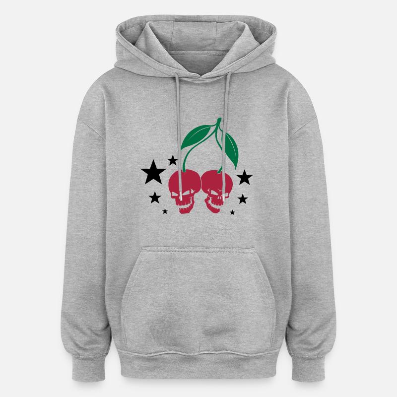 Cherry Skulls - Oversized Unisex Hoodie - Grau meliert