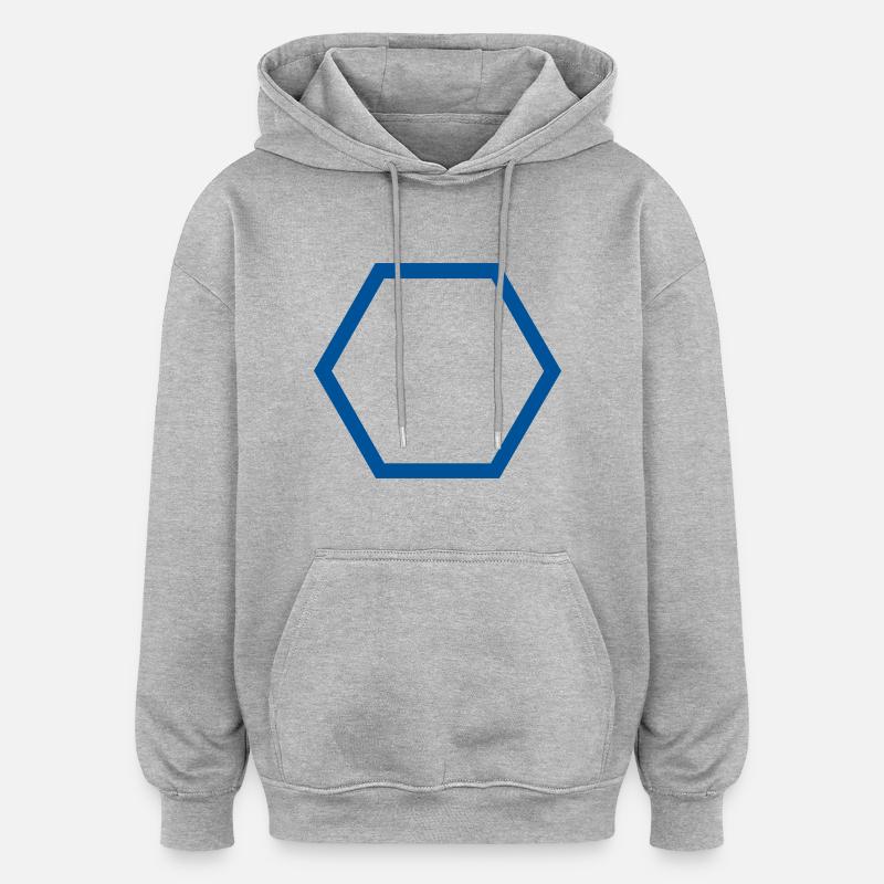 Hexagon Plan - Sweat à capuche oversize unisexe - gris chiné