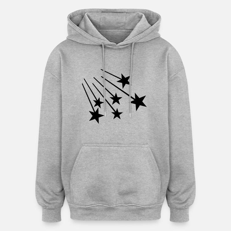 Stars - Sweat à capuche oversize unisexe - gris chiné