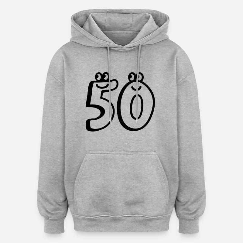 50 - Fünfzig - Line - Oversized Unisex Hoodie - Grau meliert