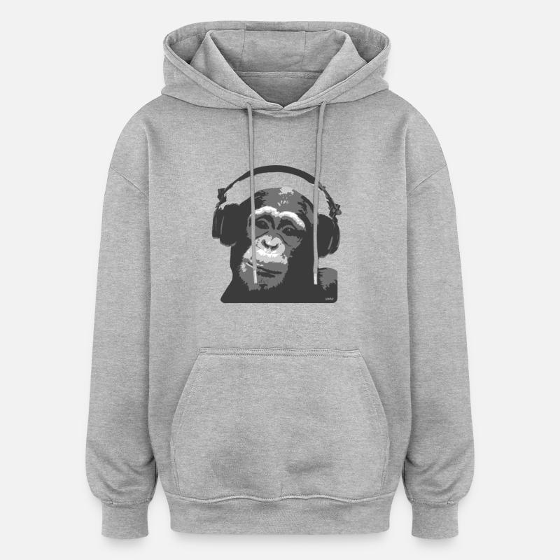 DJ MONKEY by wam - Sweat à capuche oversize unisexe - gris chiné