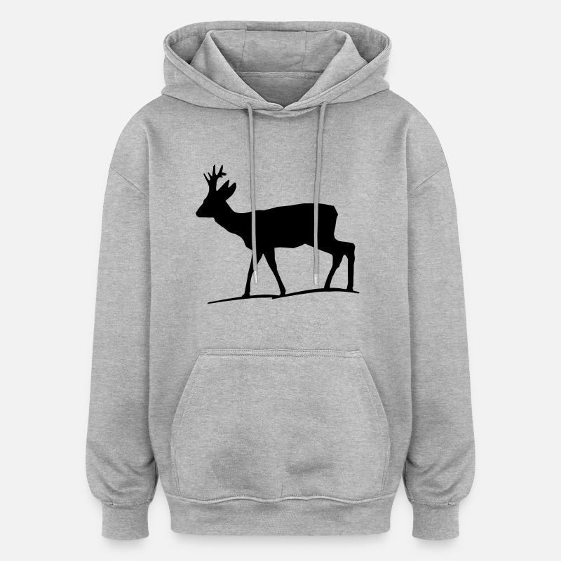 rehbock - Oversized Unisex Hoodie - Grau meliert