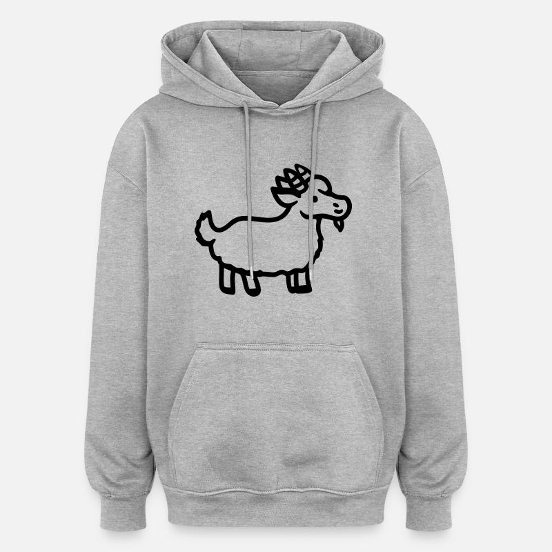Ziege - Line - Oversized Unisex Hoodie - Grau meliert