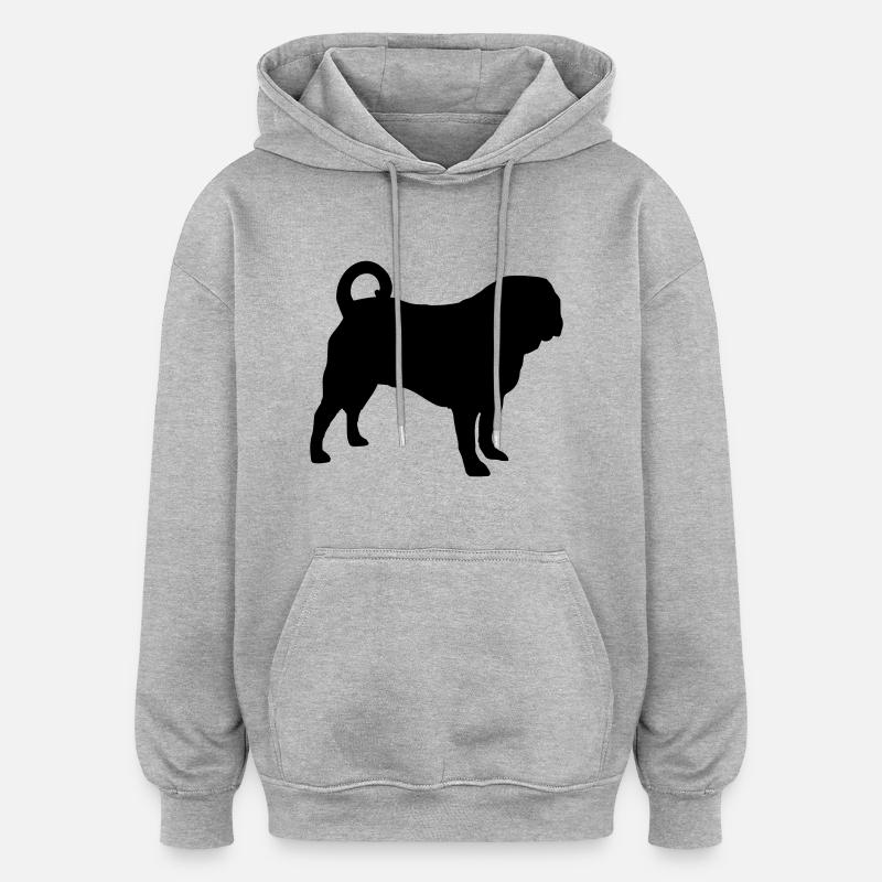 Mops - Oversized Unisex Hoodie - Grau meliert