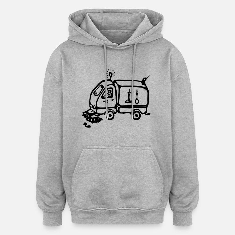 Balayeuse - Sweat à capuche oversize unisexe - gris chiné