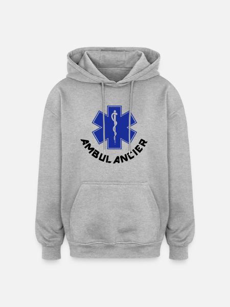 ambulancier logo - Sweat à capuche oversize unisexe - gris chiné