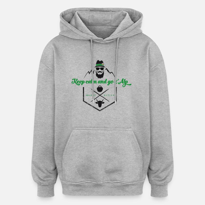 Alpgefühl Orginal - Sweat à capuche oversize unisexe - gris chiné