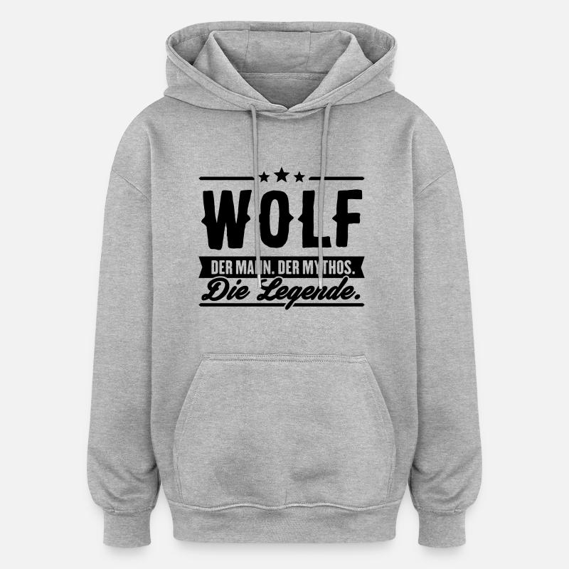 Man Myth Legend Loup - Sweat à capuche oversize unisexe - gris chiné