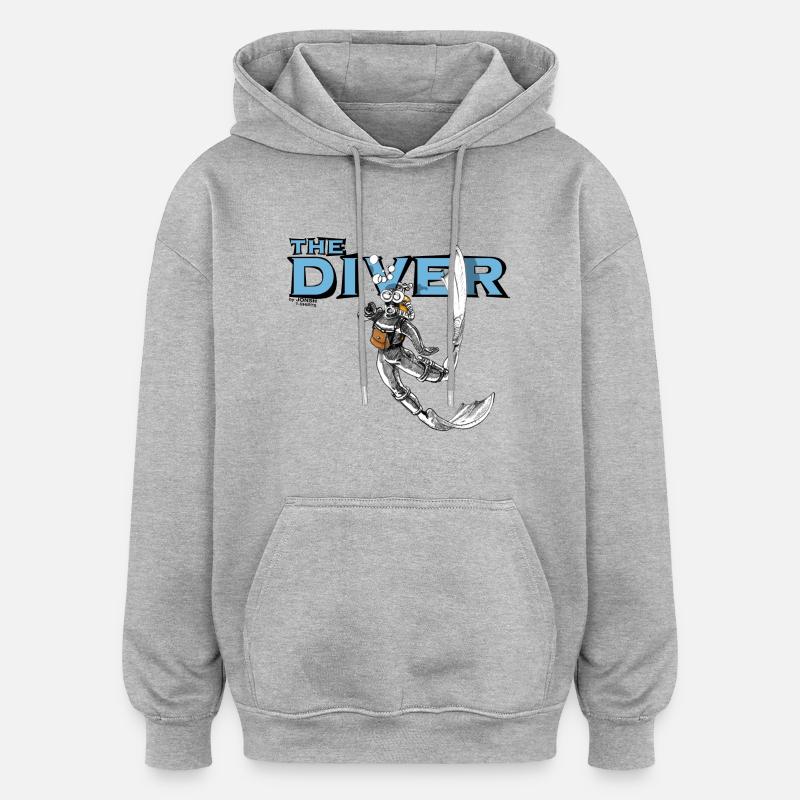 the_diver - Sweat à capuche oversize unisexe - gris chiné