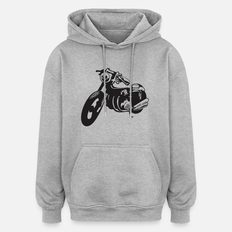Biker moto - Sweat à capuche oversize unisexe - gris chiné