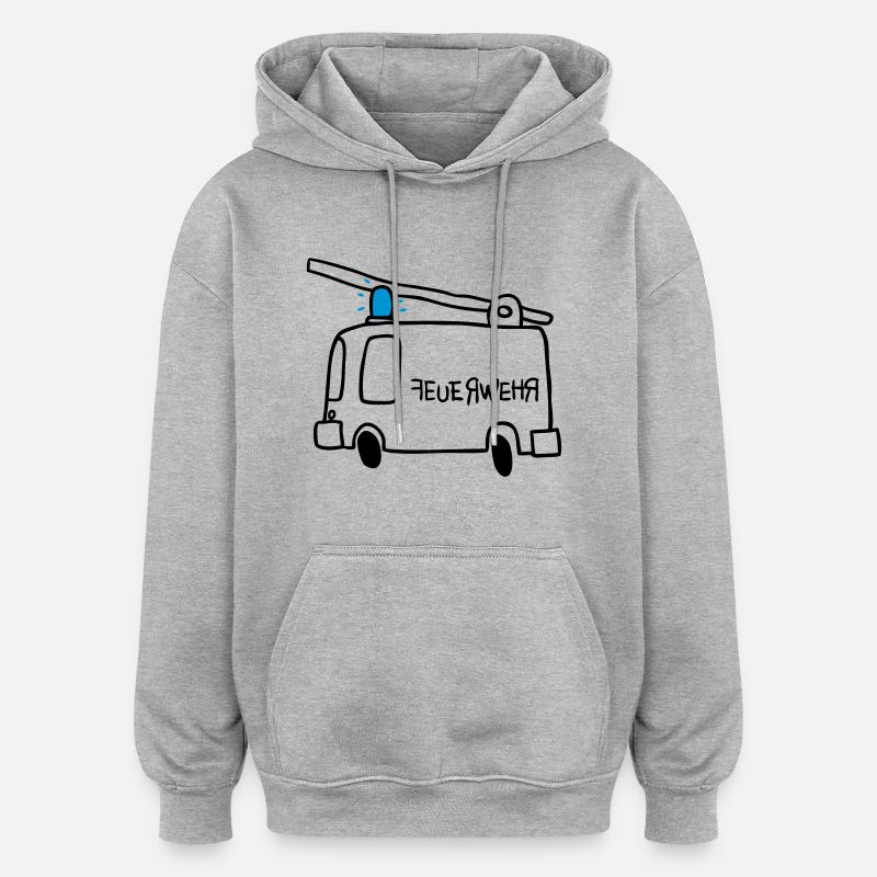 Feuerwehr - Oversized Unisex Hoodie - Grau meliert
