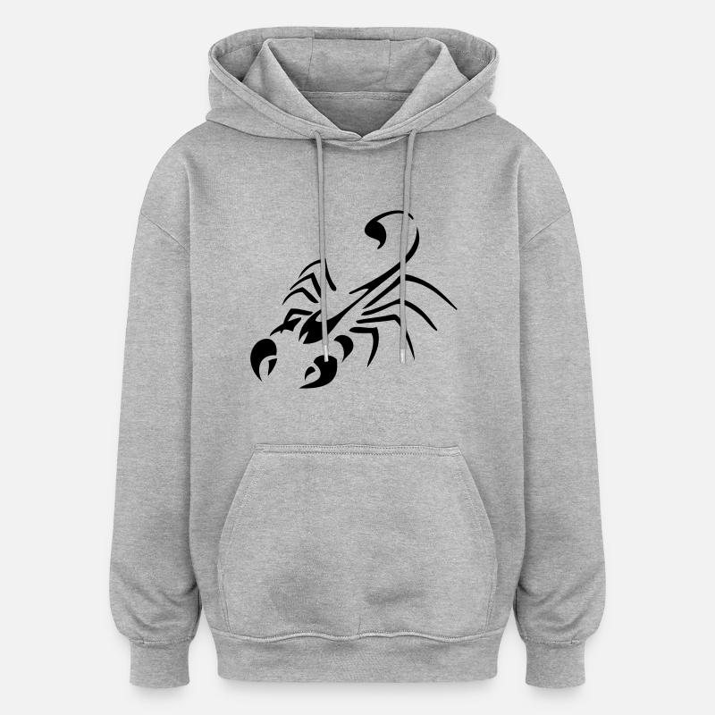 Scorpion - Sweat à capuche oversize unisexe - gris chiné