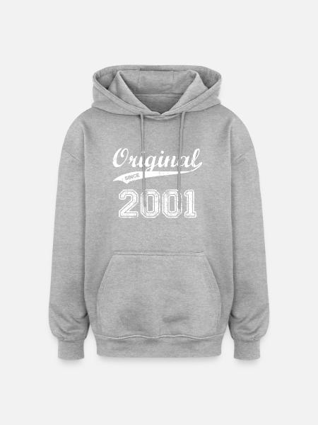 2001 - Oversized Unisex Hoodie - Grau meliert