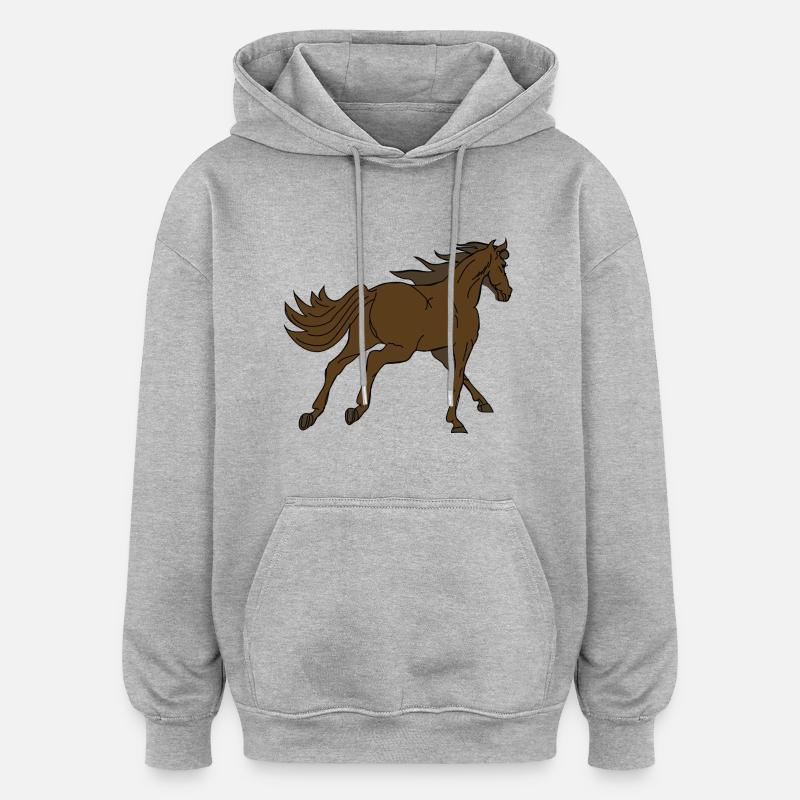 Cheval - Sweat à capuche oversize unisexe - gris chiné