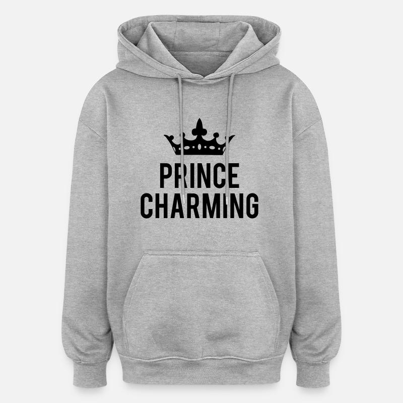 Prince Charming - Sweat à capuche oversize unisexe - gris chiné