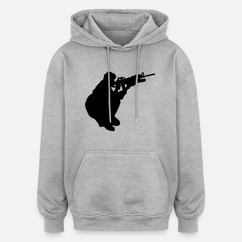 militaire - Sweat à capuche oversize unisexe - gris chiné