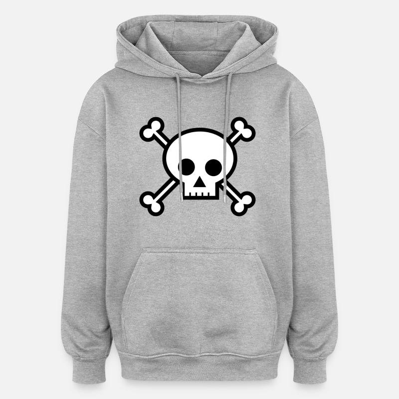 crâne - Sweat à capuche oversize unisexe - gris chiné