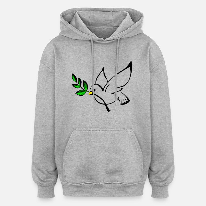 colombe de la paix - Sweat à capuche oversize unisexe - gris chiné