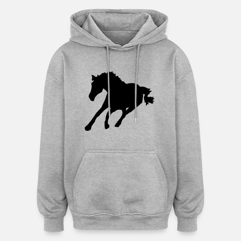cheval - Sweat à capuche oversize unisexe - gris chiné