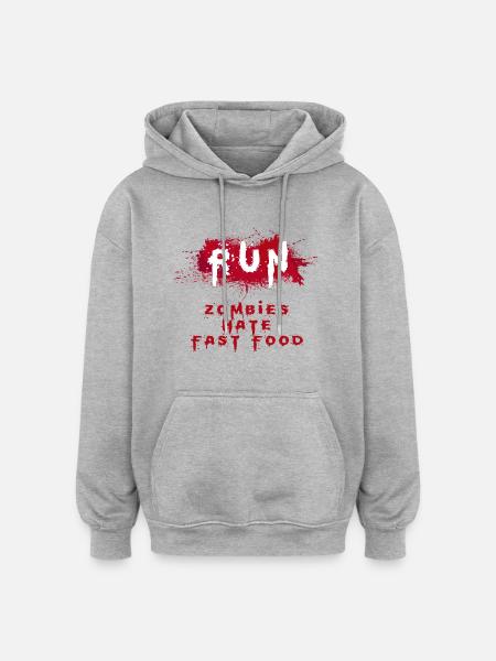 Zombies hate fast food ZOMBIE - Oversized Unisex Hoodie - heather grey