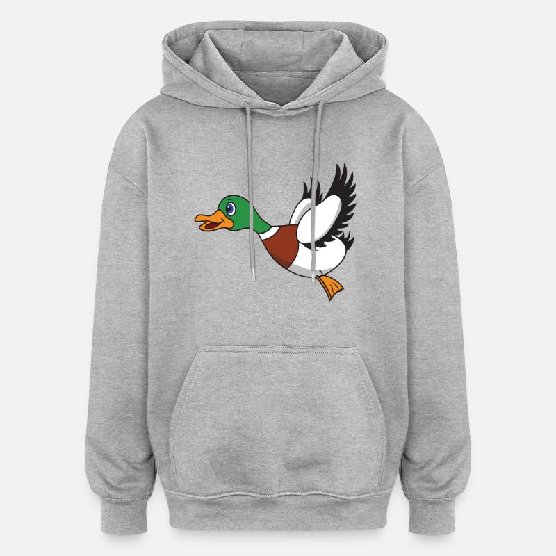 Canard volant - Sweat à capuche oversize unisexe - gris chiné