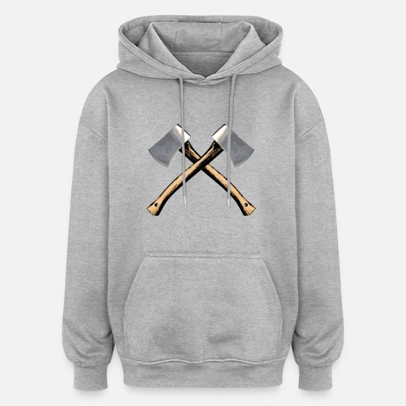 hache - Sweat à capuche oversize unisexe - gris chiné