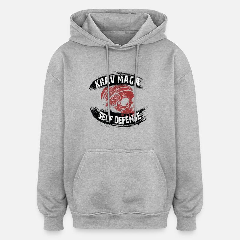 Krav Maga Autodéfense - Sweat à capuche oversize unisexe - gris chiné