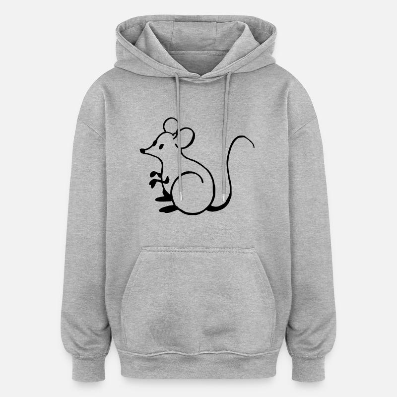 Souris - Sweat à capuche oversize unisexe - gris chiné