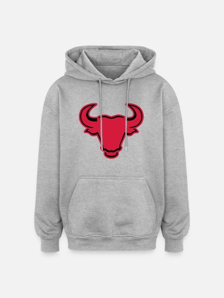 stier___f2 - Sweat à capuche oversize unisexe - gris chiné