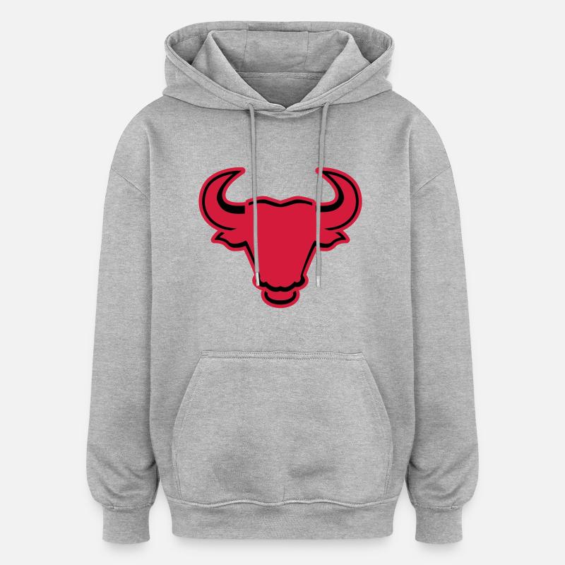 stier___f2 - Sweat à capuche oversize unisexe - gris chiné