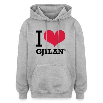 I LOVE GJILAN - Sweat à capuche oversize unisexe - gris chiné - Devant - Noah (186cm)